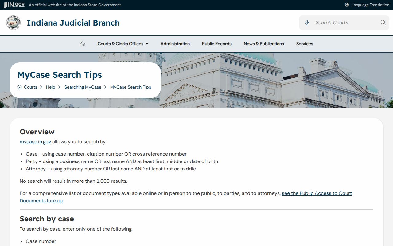 LaPorte County warrant lookup party and case search instructions